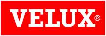 Velux Logo, rotes Eck mit weissem Text