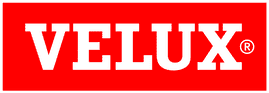 Velux Logo, rotes Eck mit weissem Text